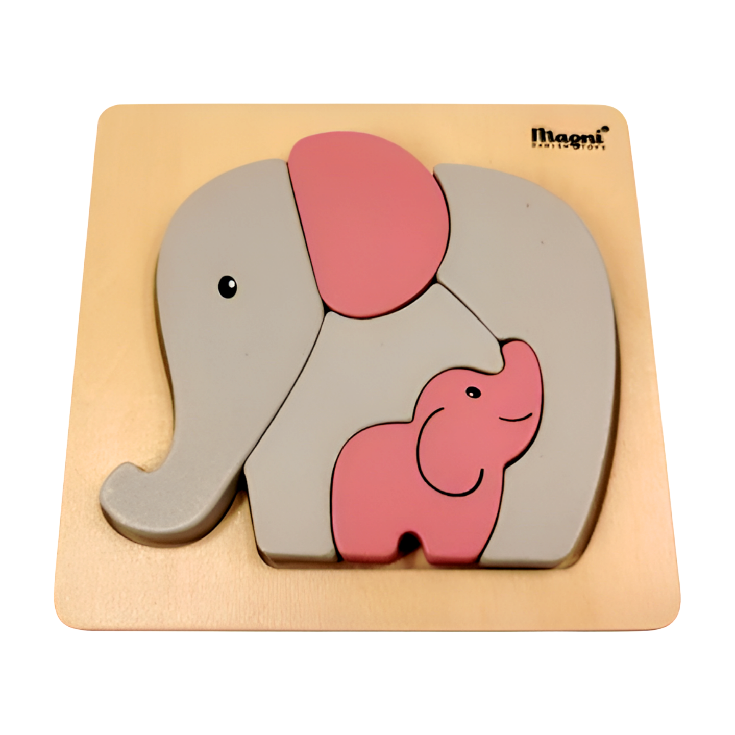 Holzpuzzle ab 1 Mama & Babyelefant - Rosa
