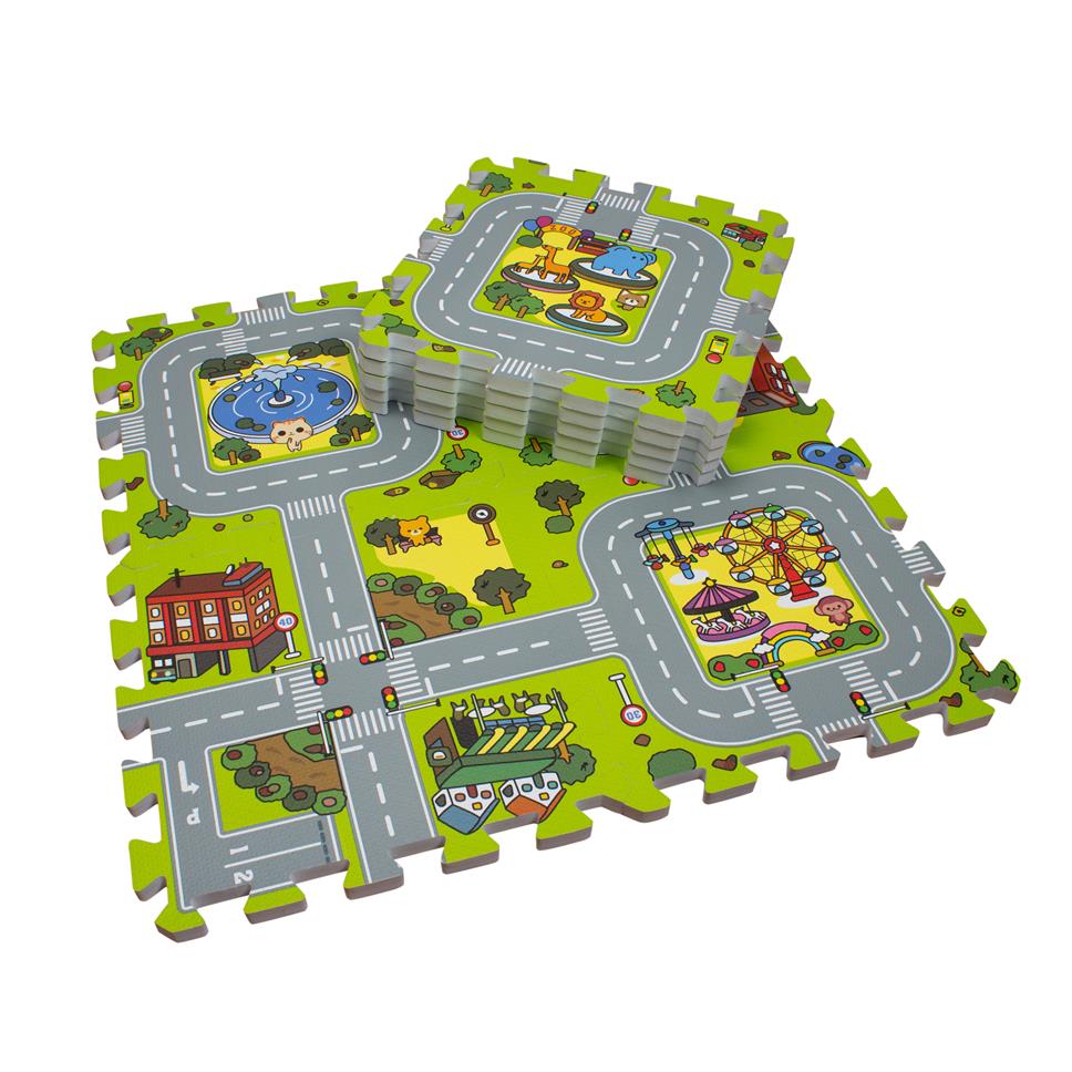 puzzlematte Spieleboden mit Straßenmuster 9 Fließen