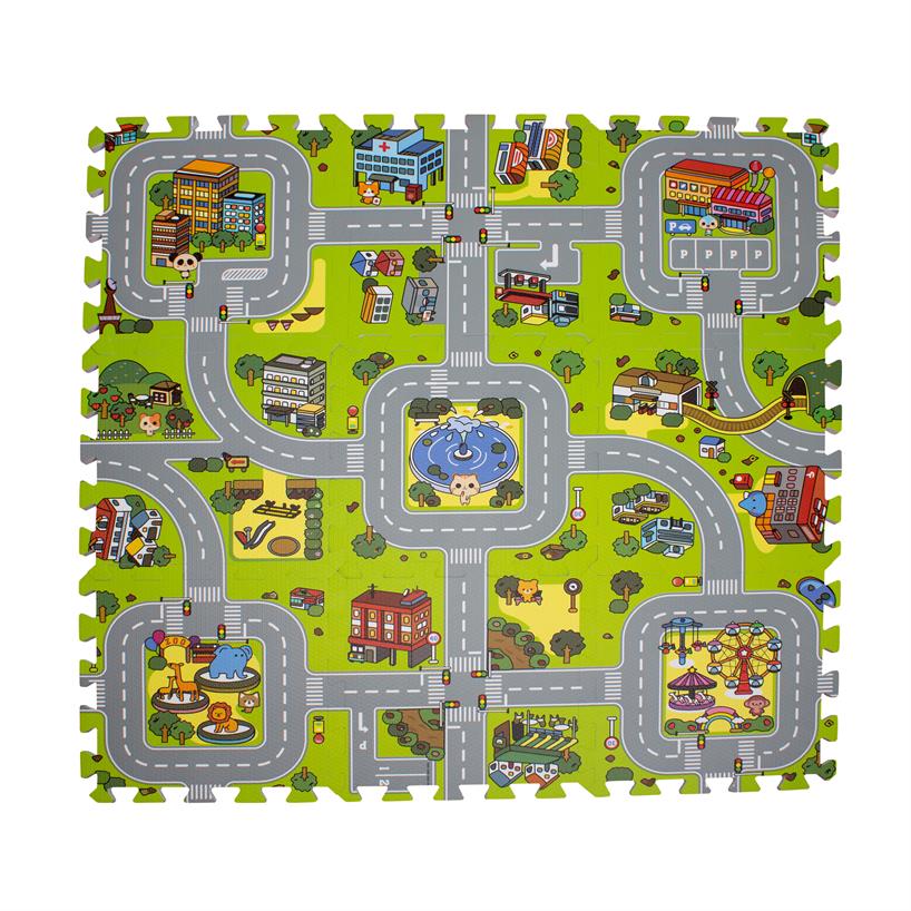 puzzlematte Spieleboden mit Straßenmuster 9 Fließen